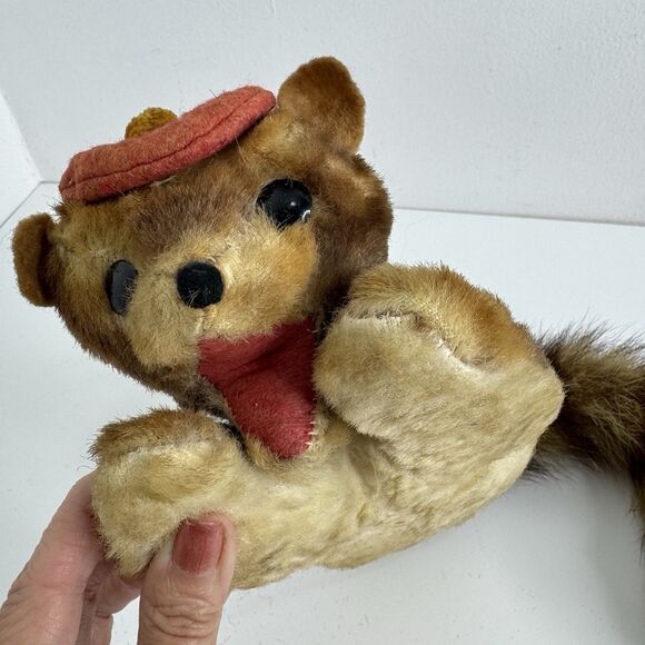 Vtg 1950s - 60s Stuffed Plush Mohair Raccoon Hand Sewn Ringed Tail Tanuki Japan - Picture 13 of 16